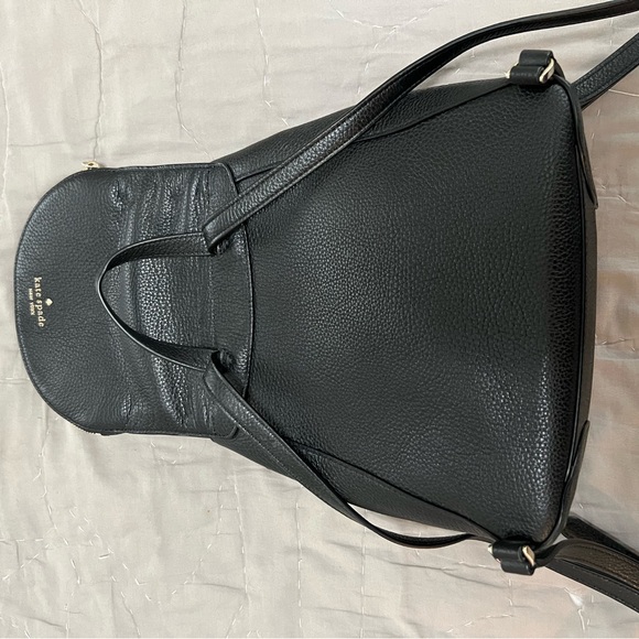 Kate Spade Lelia Medium Flap Black Leather Backpack - Picture 3 of 4